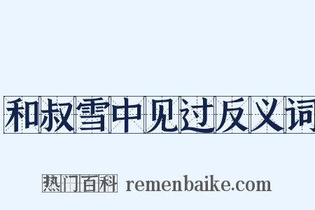 和叔雪中见过反义词是什么意思的图片